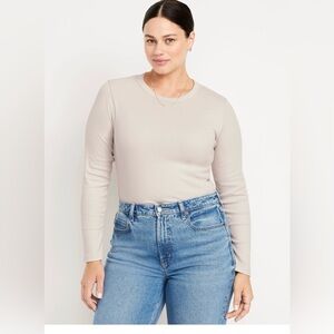 Old Navy Beige Long Sleeve Snug Fit Tee NWT